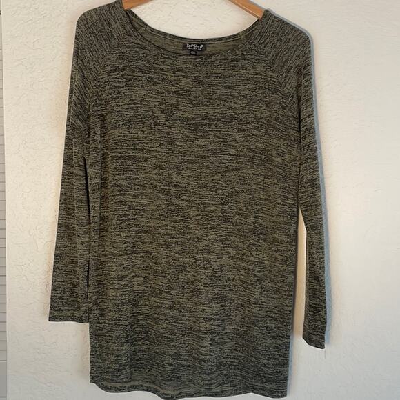 Topshop Olive Green Space Dye Pullover Sweater Oversized Viscose Stretchy Tunic - Picture 1 of 5